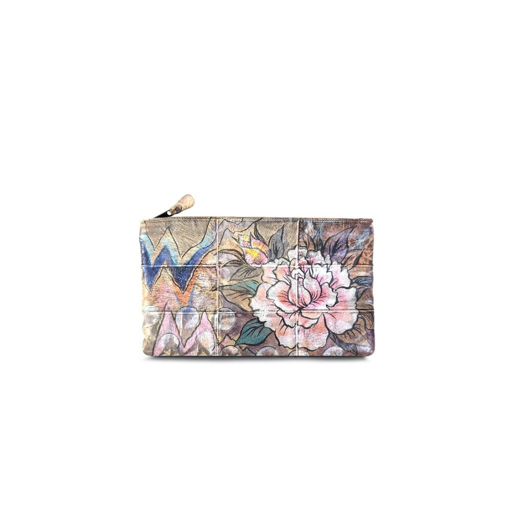 Vintage JANE YOO Hand Painted Genuine Leather Floral Handbag